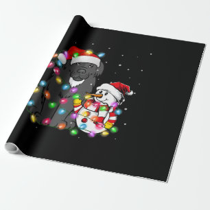 Funny Newfoundland Dog   Christmas Snowman Light Wrapping Paper