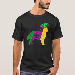 Funny Newfoundland Dog Mardi Gras Party Mask Beads T-Shirt