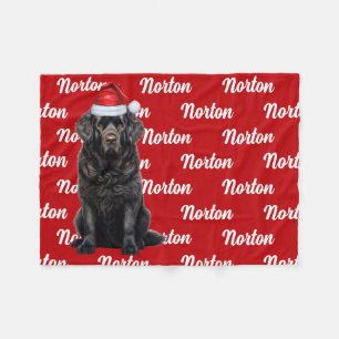 Funny Newfoundland Dog Name Pattern Christmas Fleece Blanket
