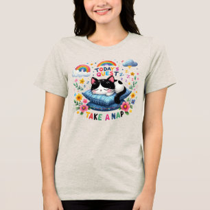 🐱Funny Next Quest Take a Cat Nap Cute Cartoon Tri-Blend Shirt