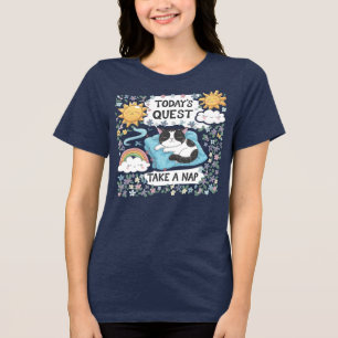 🐱Funny Next Quest Take a Cat Nap Cute Cartoon Tri-Blend Shirt