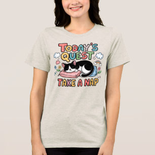 🐱Funny Next Quest Take a Cat Nap Cute Cartoon Tri-Blend Shirt