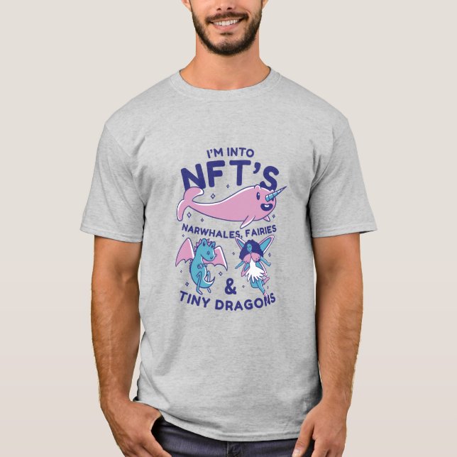 Funny NFTs Narwhale, Fairy, Tiny Dragons T-shirt (Front)