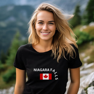 Funny Niagara Falls Waterfall Canadian Flag Dark T-Shirt