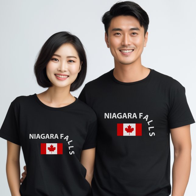 Funny Niagara Falls Waterfall Canadian Flag Dark T-Shirt (Creator Uploaded)