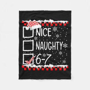 Funny Nice Naughty 67 Christmas Brain Rot Six Seve Fleece Blanket