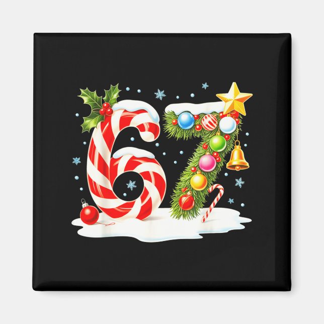 Funny Nice Naughty 6 7 Christmas 67 Meme Xmas Boys Magnet (Front)