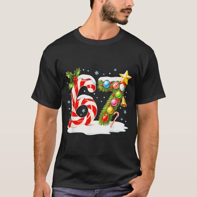 Funny Nice Naughty 6 7 Christmas 67 Meme Xmas Boys T-Shirt (Front)