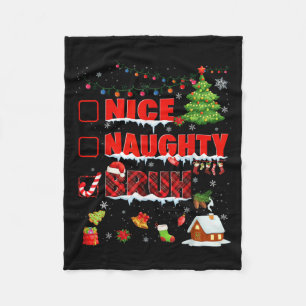 Funny Nice Naughty Bruh Christmas Plaid Pjs Pajama Fleece Blanket