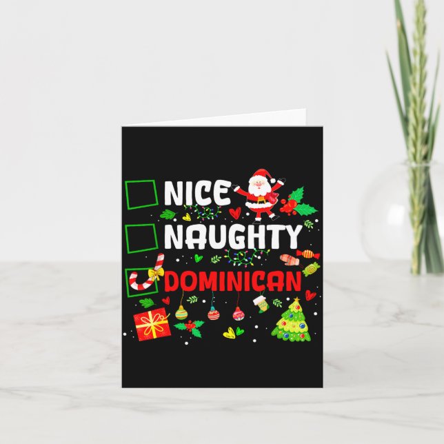 Funny Nice Naughty Dominican Family Men Women Chri Card (Front)