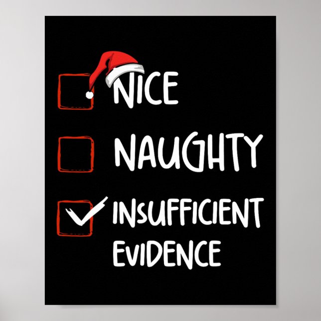 Funny Nice Naughty Insufficient Evidences Christma Poster (Front)