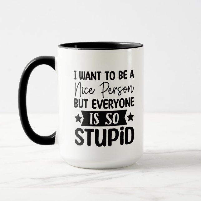Funny nice person word art business mug (Left)