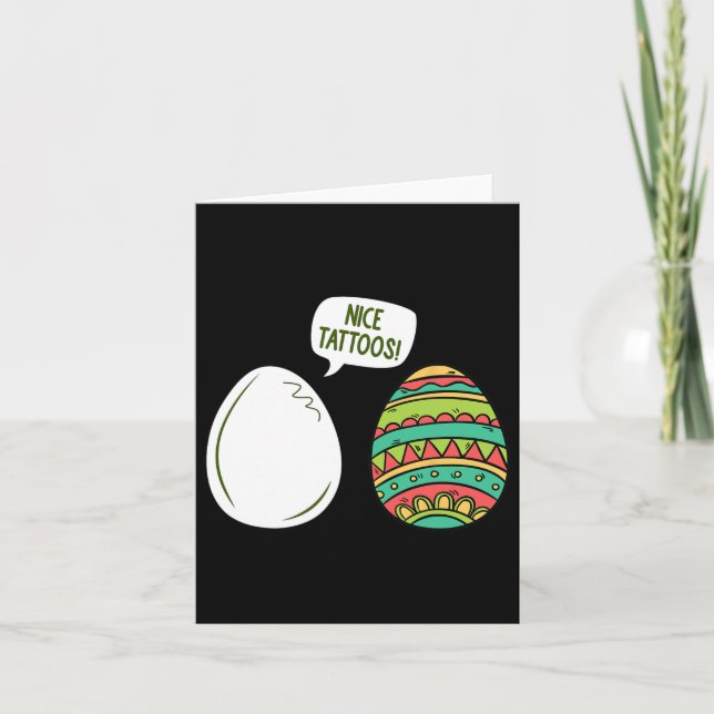 Funny Nice Tatoos Eggs Easter Day Egg Painting Hun Card (Front)