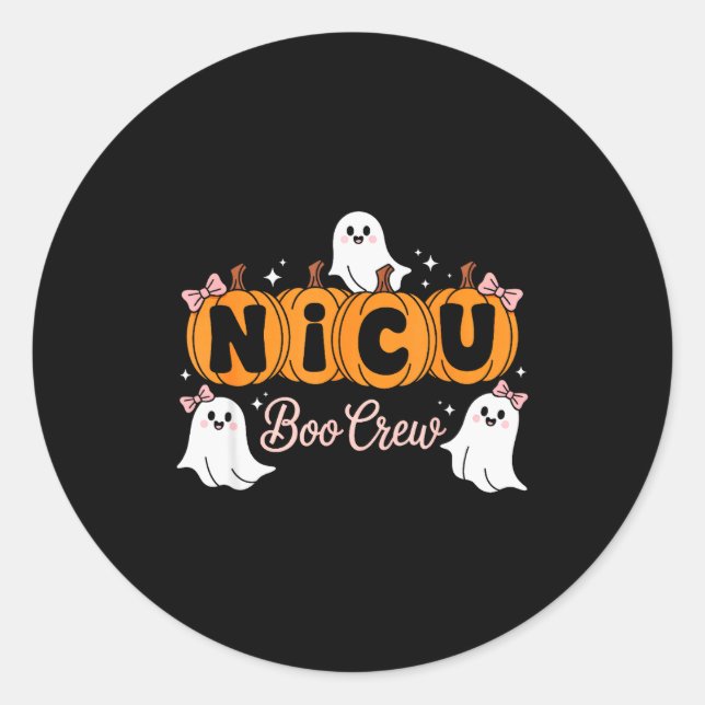 Funny Nicu Boo Crew Nurse Ghost Halloween Soky Sea Classic Round Sticker (Front)