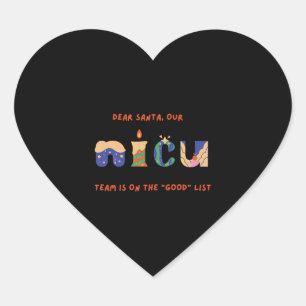 Funny NICU Christmas design Heart Sticker