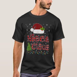 Funny Niece Claus Christmas Lights Xmas Pajama Fam T-Shirt
