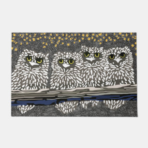 Funny Night Owl Doormat, Owl Lover Mat, Owl Birds Doormat