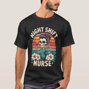 Funny Night Shift Nurse Skeleton Coffee Syringe Ha T-Shirt