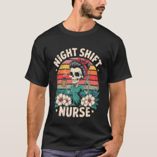 Funny Night Shift Nurse Skeleton Coffee Syringe Ha T-Shirt