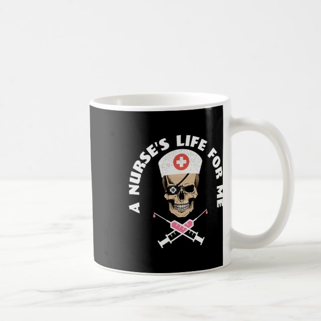 Funny Night Shift Nurse Skeleton Pirate Halloween  Coffee Mug (Right)