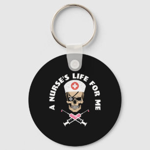 Funny Night Shift Nurse Skeleton Pirate Halloween Key Ring