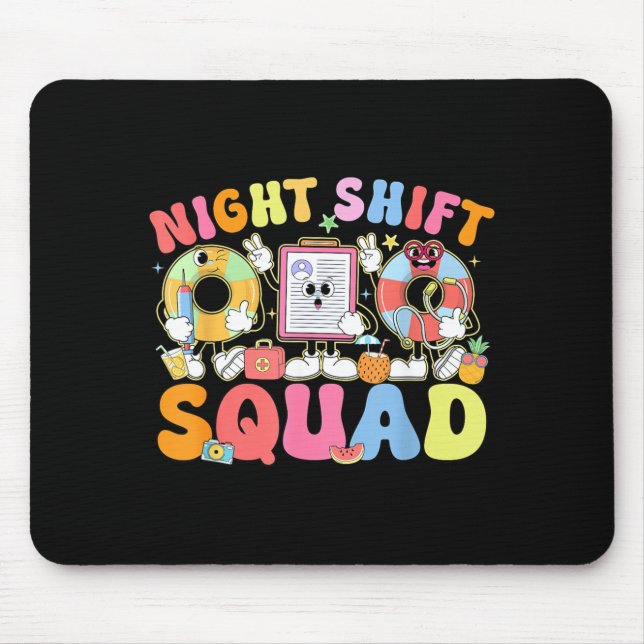 Funny Night Shift Squad Summer Vibes ER Nurse Team Mouse Mat (Front)