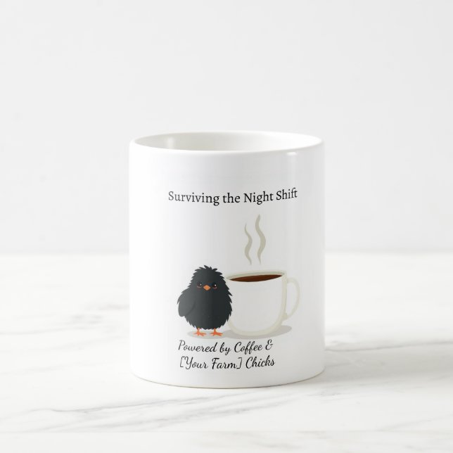 Funny Night Shift Survivor Cute Black Chick Coffee Mug (Center)