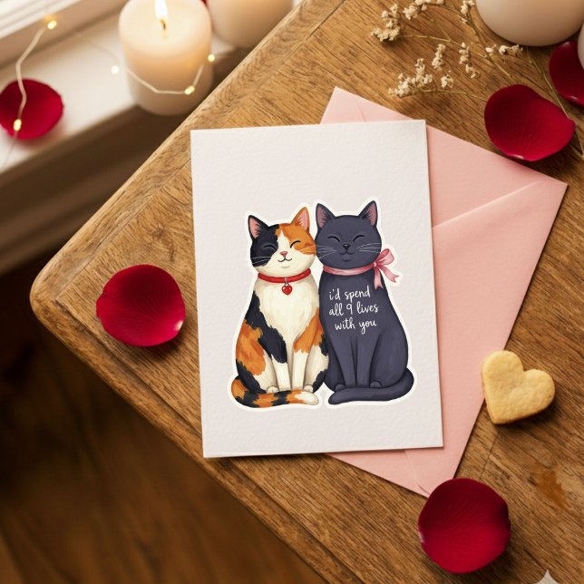 Funny Nine Lives Cats Valentine Love Card (Creator Uploaded)