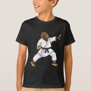 Funny Ninja Bigfoot Doing Karate With Samurai Desi T-Shirt