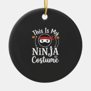Funny Ninja Costume Halloween Design_1 Ceramic Tree Decoration