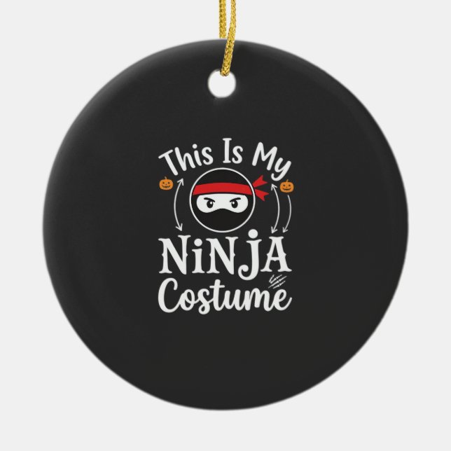 Funny Ninja Costume Halloween Design_1 Ceramic Tree Decoration (Front)