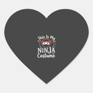 Funny Ninja Costume Halloween Design_1 Heart Sticker