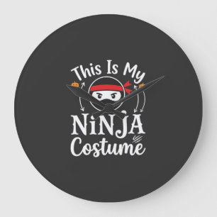 Funny Ninja Costume Halloween Design_1 Large Clock