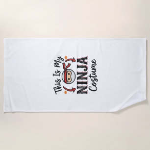 Funny Ninja Costume Halloween Vector Design_1 Beach Towel