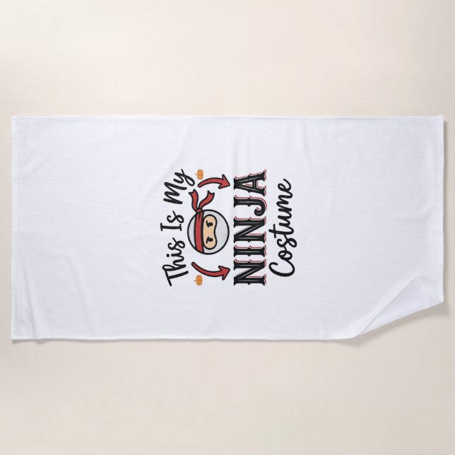 Funny Ninja Costume Halloween Vector Design_1 Beach Towel (Front)