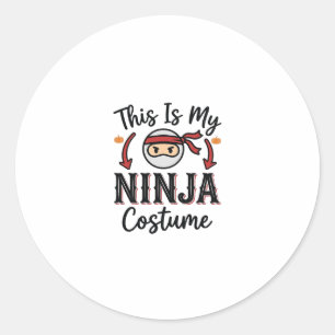 Funny Ninja Costume Halloween Vector Design_1 Classic Round Sticker