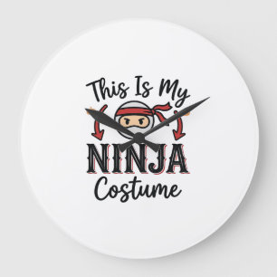 Funny Ninja Costume Halloween Vector Design_1 Large Clock