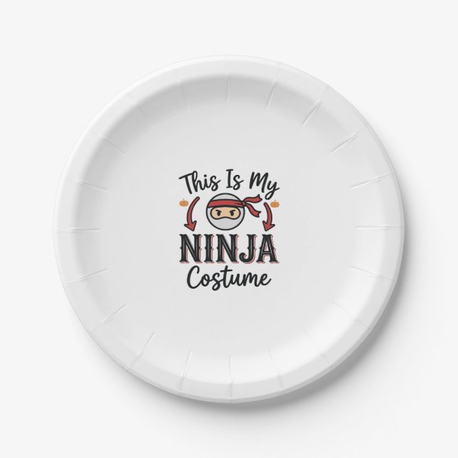 Funny Ninja Costume Halloween Vector Design_1 Paper Plate (Front)