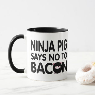 Funny Ninja Pig Says No to Bacon Mug