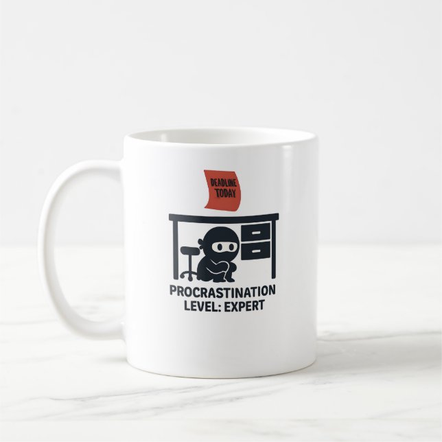 Funny Ninja Procrastination Expert Quote Coffee Mug (Left)