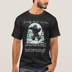 Funny Ninja Snowball Thrower Costume T-Shirt