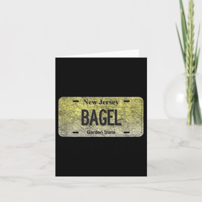 Funny Nj State Vanity License Plate Bagel  Card (Front)