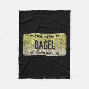 Funny Nj State Vanity License Plate Bagel  Fleece Blanket
