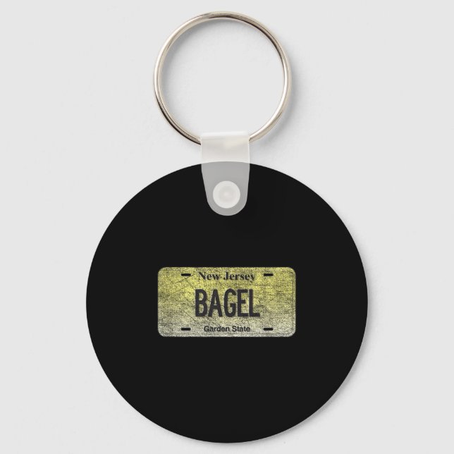 Funny Nj State Vanity License Plate Bagel  Key Ring (Front)