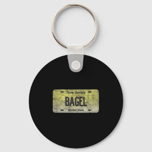 Funny Nj State Vanity License Plate Bagel  Key Ring