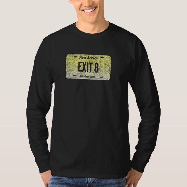 Funny Nj State Vanity License Plate Exit 8 T-Shirt (Front)