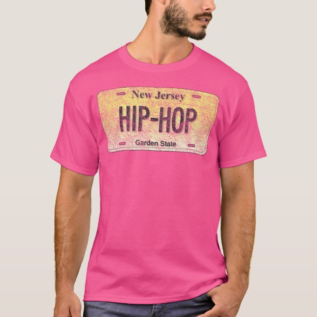 Funny Nj State Vanity License Plate Hip-Hop T-Shirt (Front)