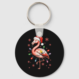 Funny Nk Flamingo Christmas Tree Lights Xmas Snowf Key Ring