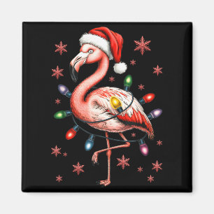 Funny Nk Flamingo Christmas Tree Lights Xmas Snowf Magnet