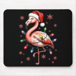 Funny Nk Flamingo Christmas Tree Lights Xmas Snowf Mouse Mat